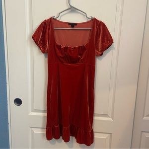 Forever 21 Orange Velvet Mini Dress